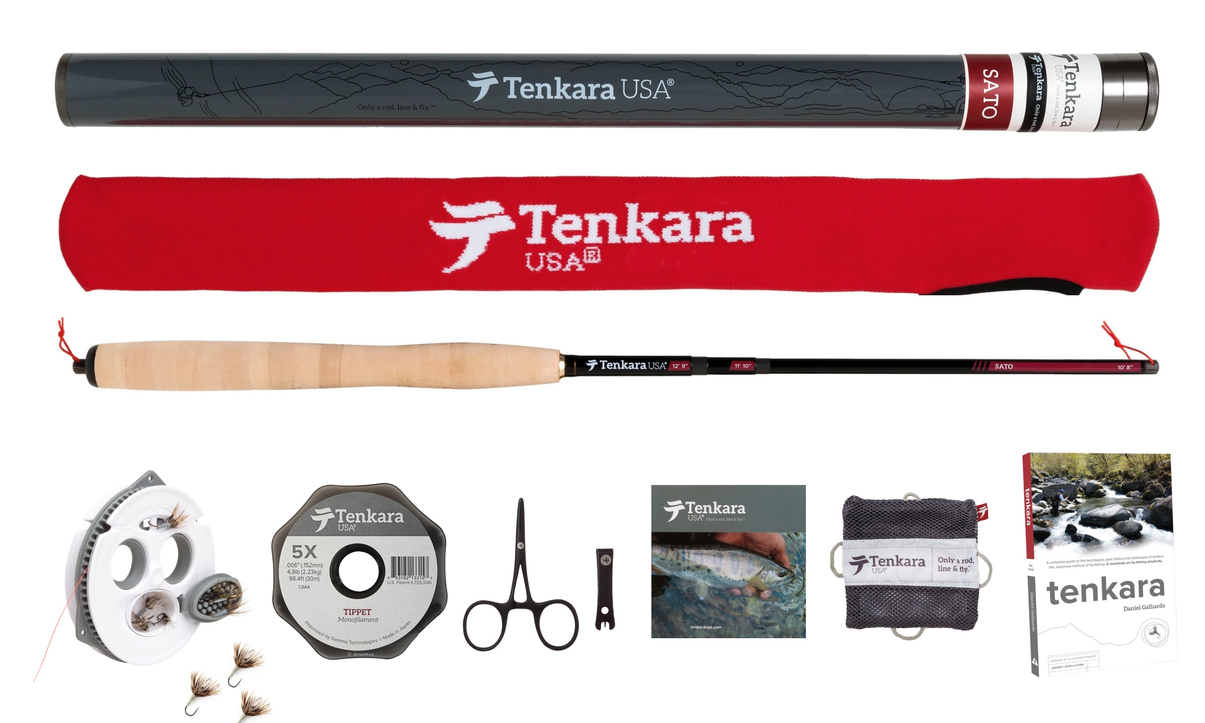 Tenkara USA Complete Starter Pack SATO Rod Kit Book.