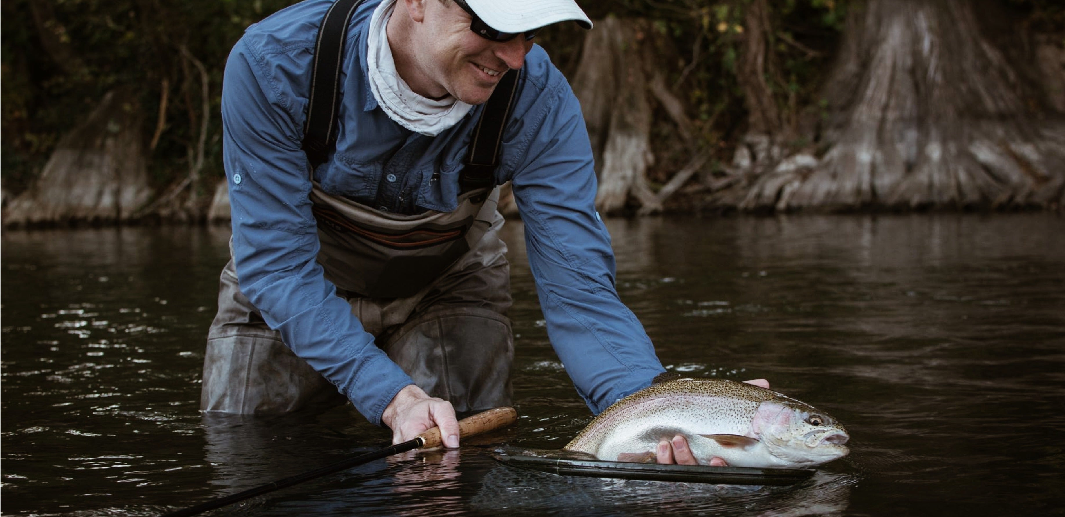 Tenkara Usa Rod and fish on hand.