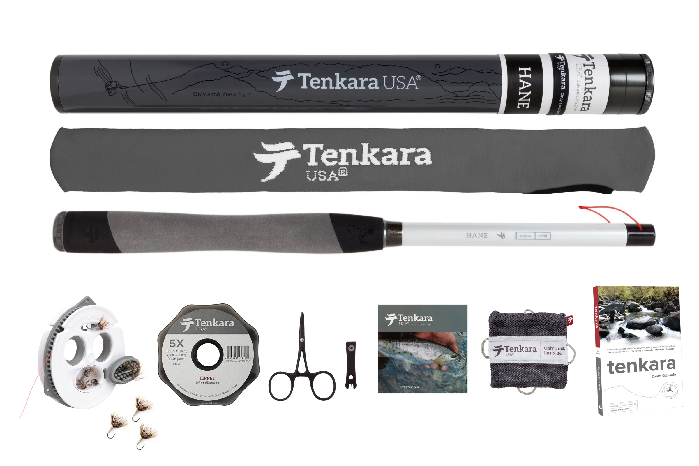 Tenkara USA Complete Starter Pack HANE Rod Kit Book.